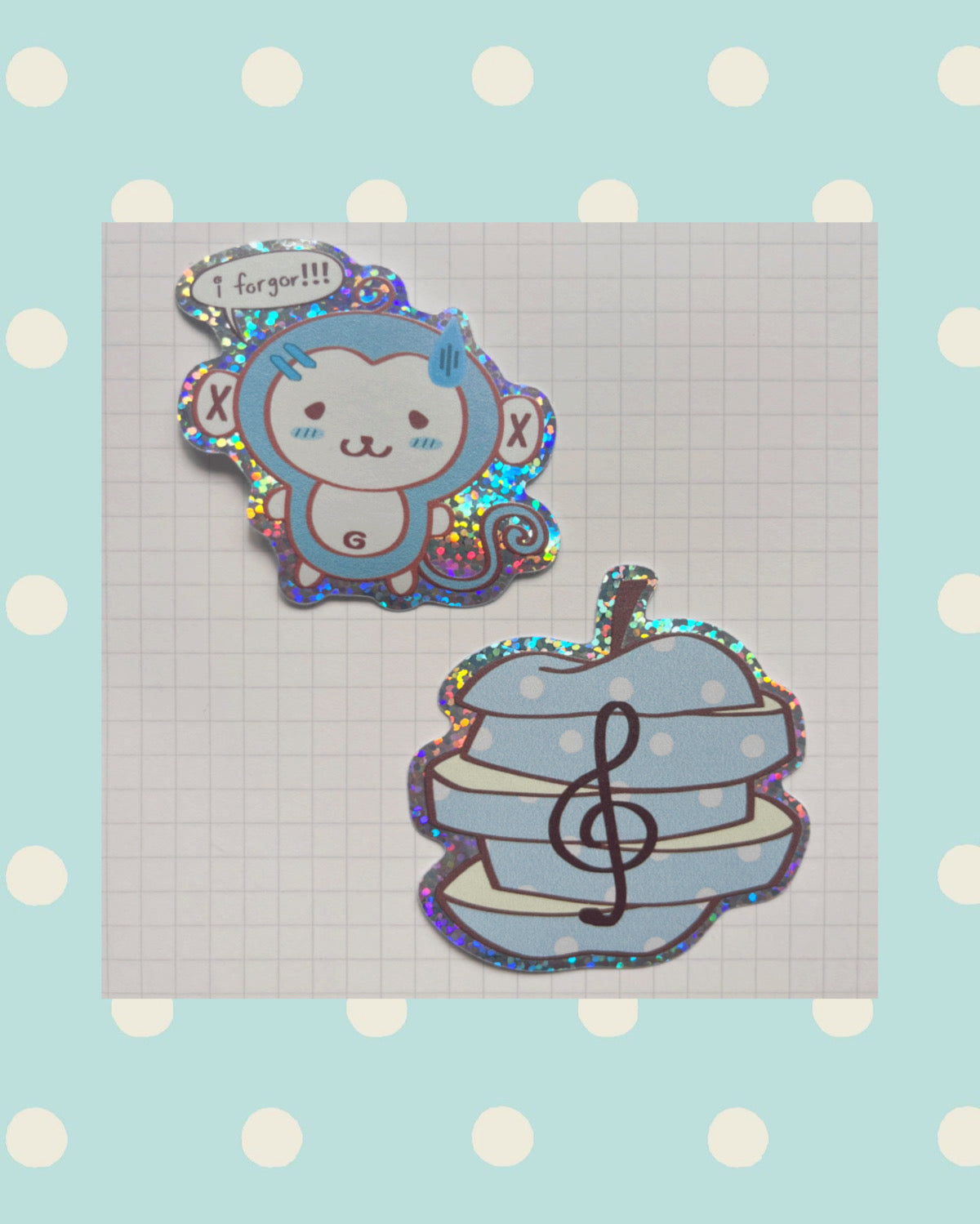monke + apple holographic stickers