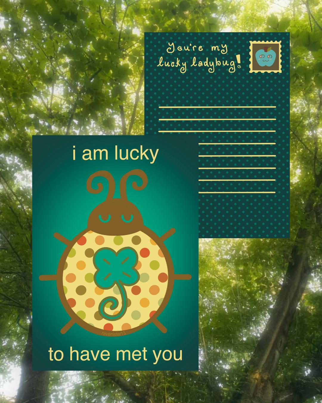 lucky ladybug postcard (A5)