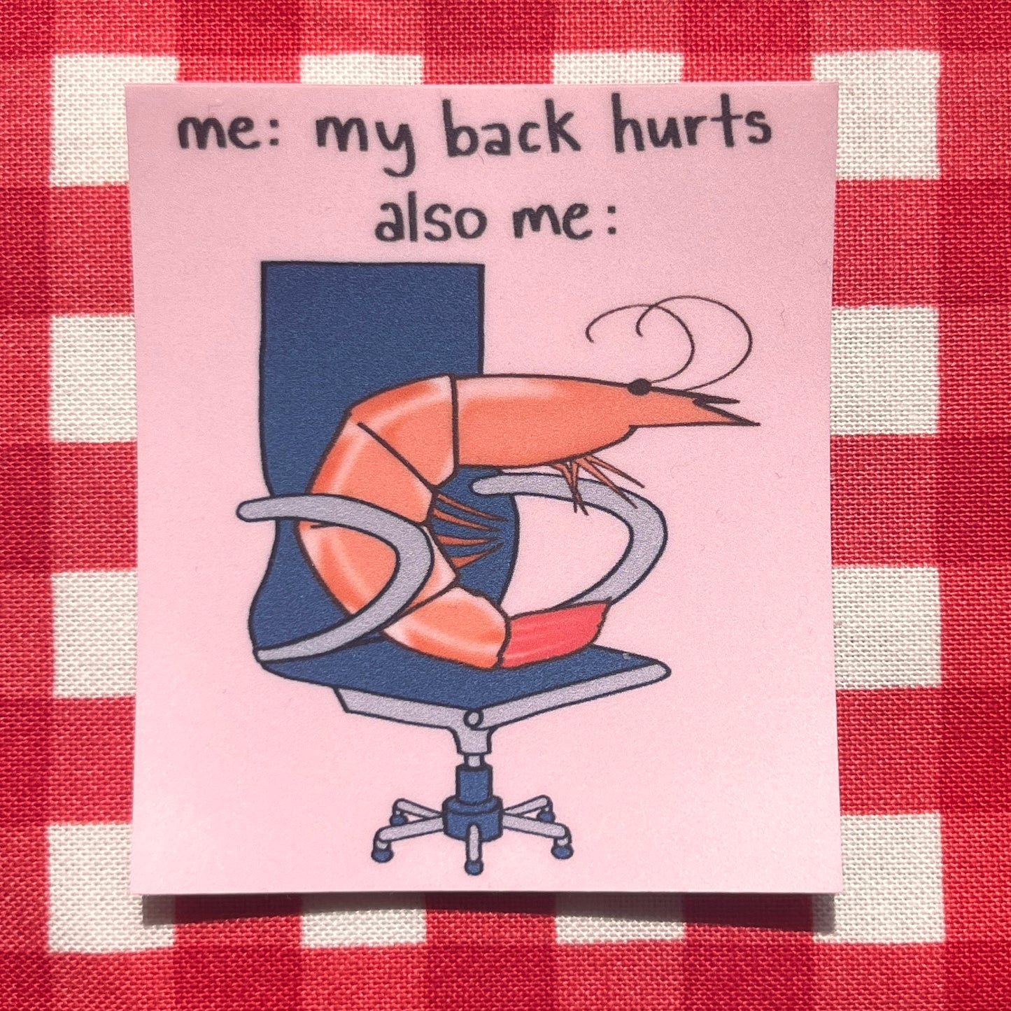 stickers: shrimpie with back problems