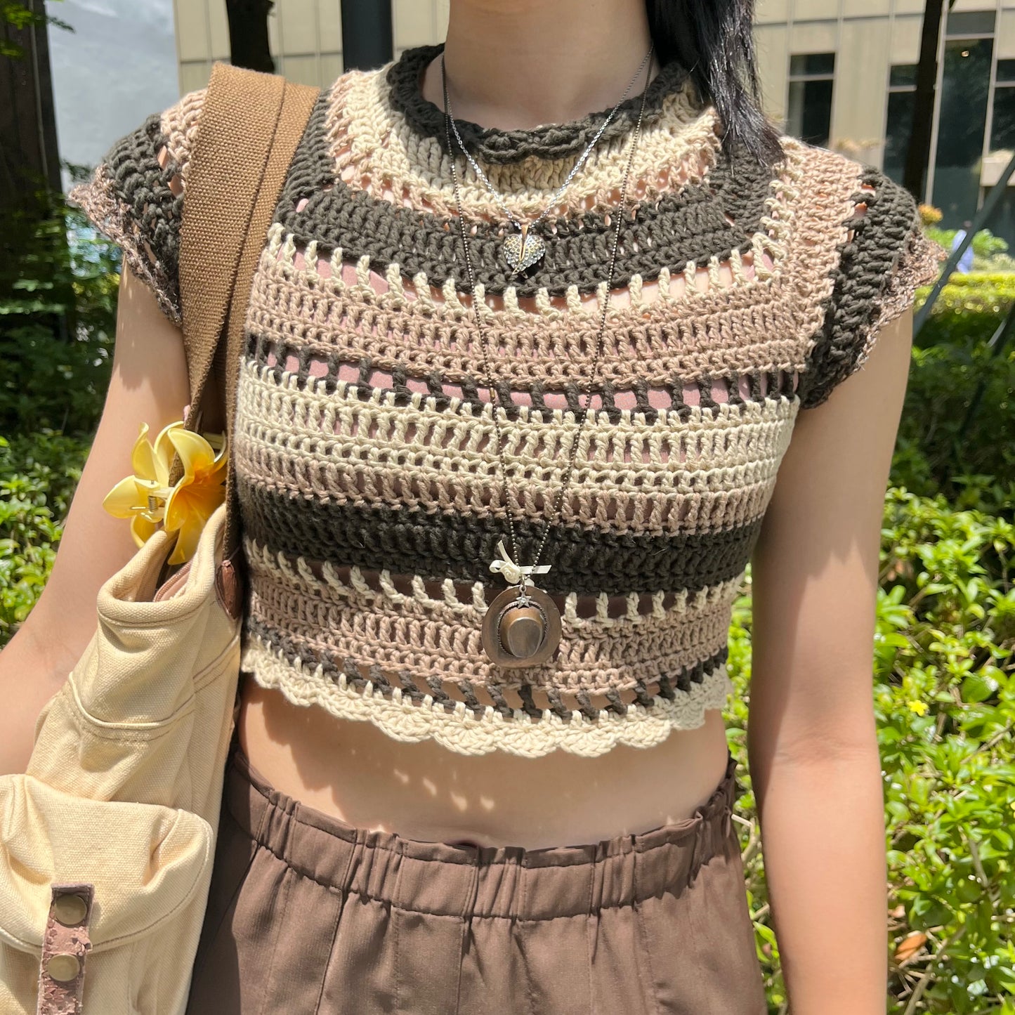earthy colosseum crochet top