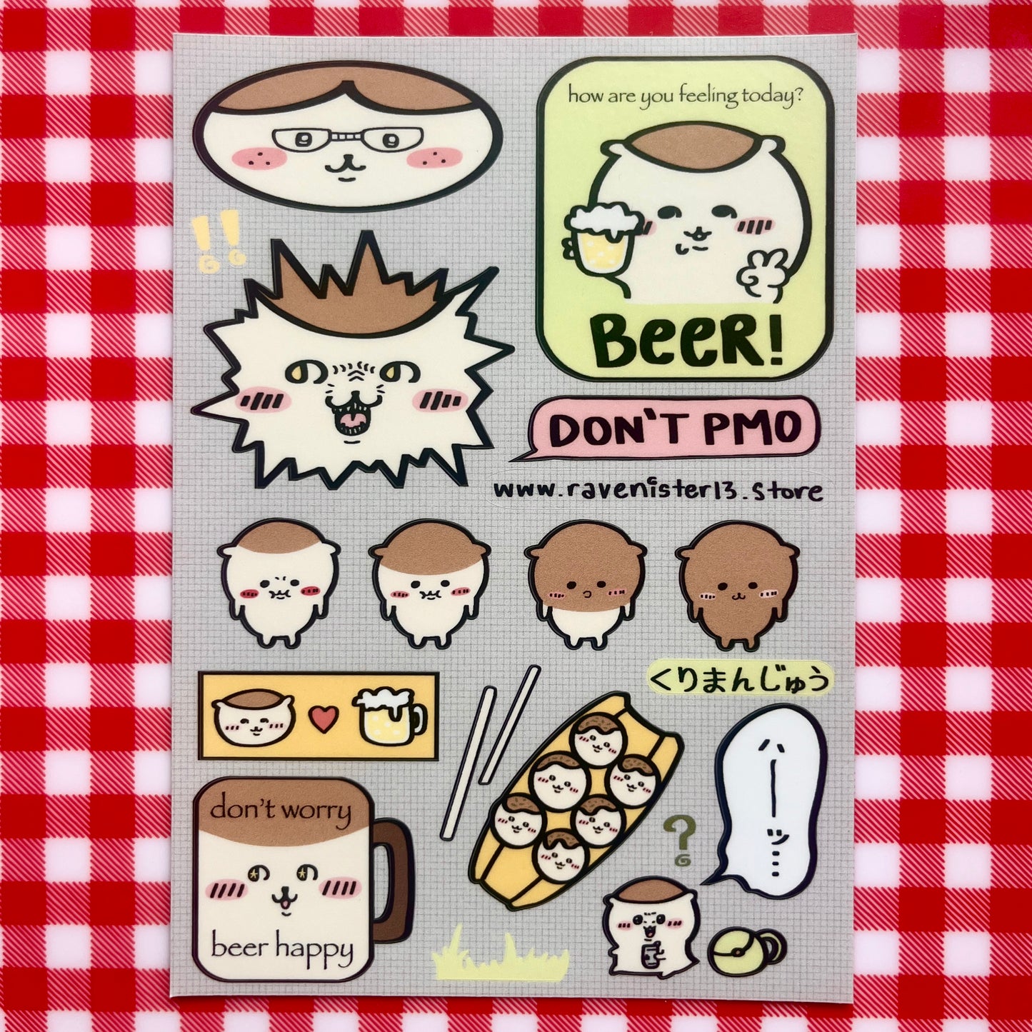 kurimanju loves beer - A6 sticker sheet