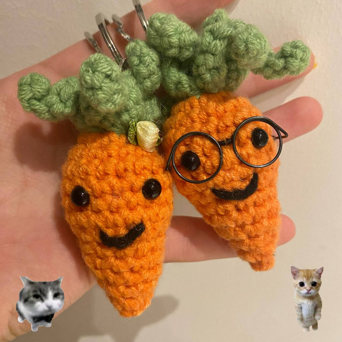 Handmade Matching Carrot Crochet KeyChains Gift