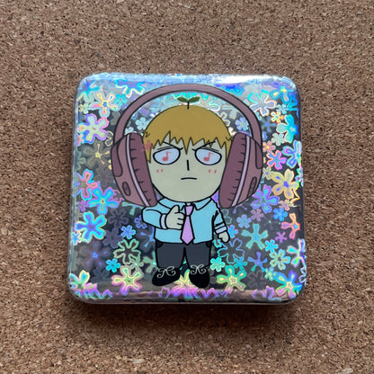 mob psycho holographic badges