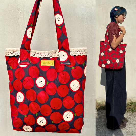 handmade quilt apple tote bag🍎[one of a kind]