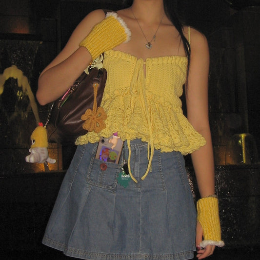 alexandra yellow crochet top