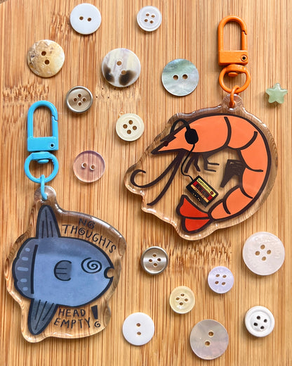 keychain: cassette shrimp & head empty sunfish