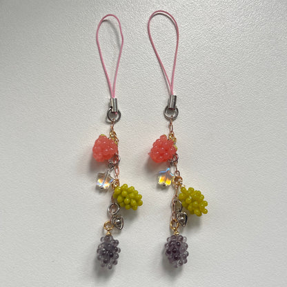 matching fruit keychains🍎🍊🍇🍅🍓
