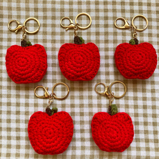 crochet keychain: red apples