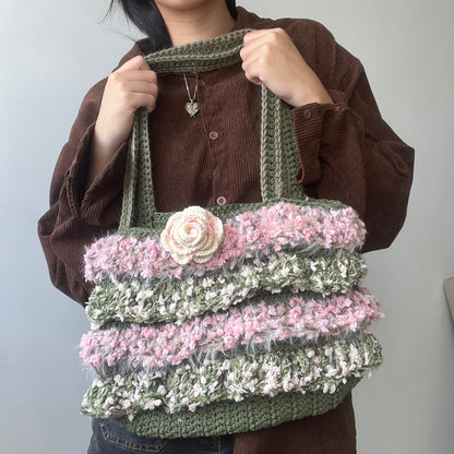 rosette floral tote bag