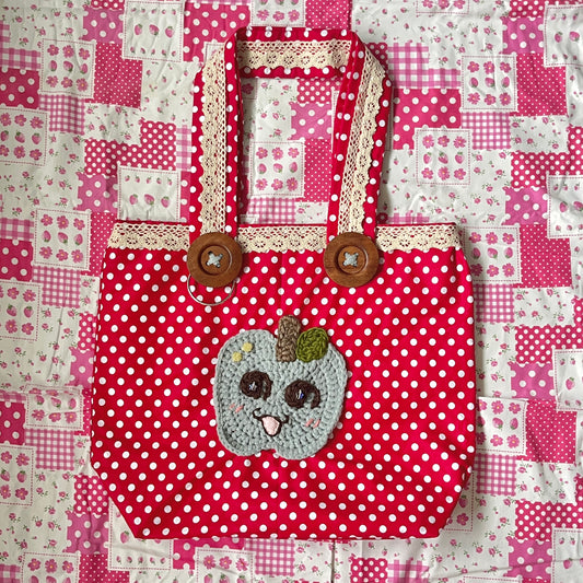 polka dot lace tote bag
