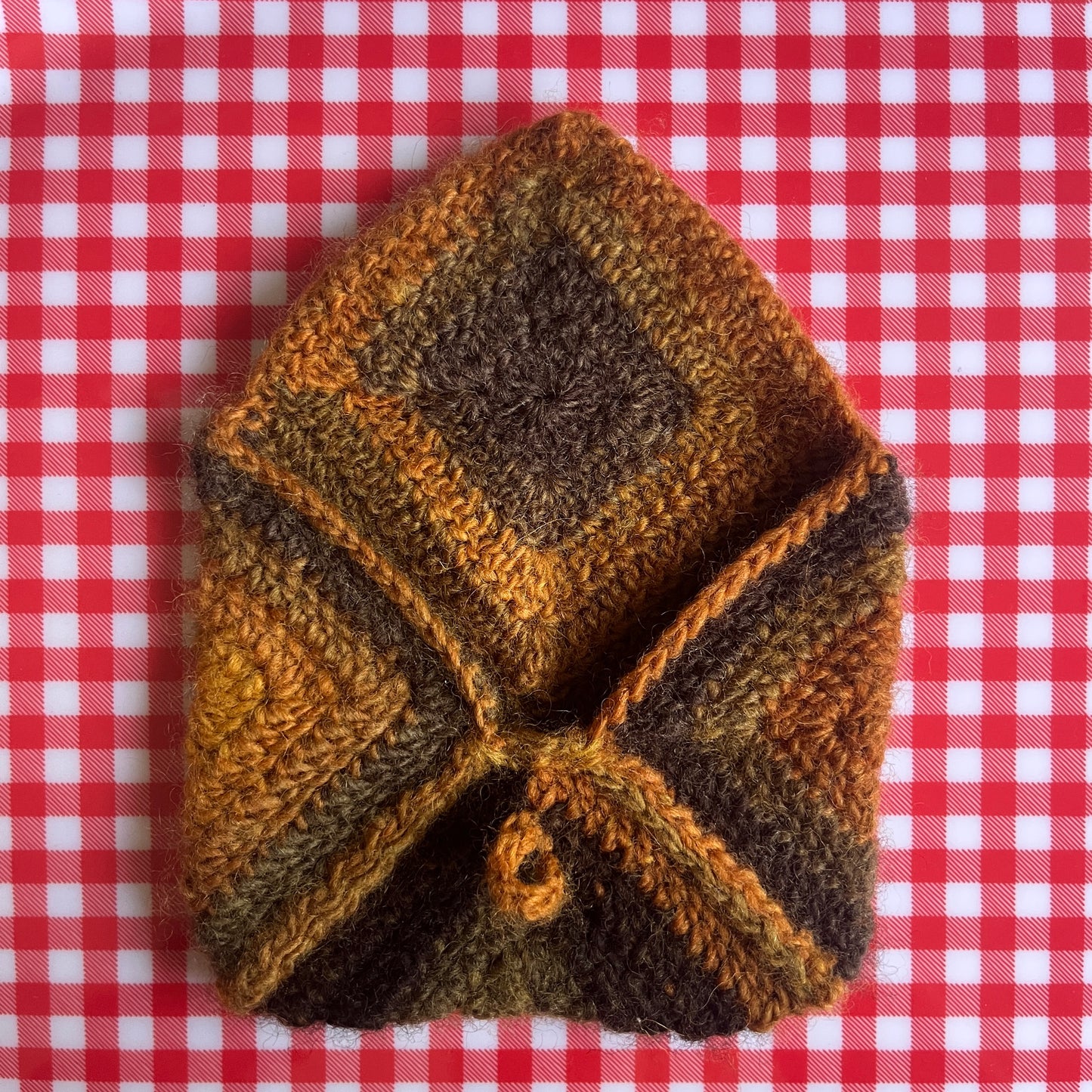 crochet pouch: ombre brown granny square