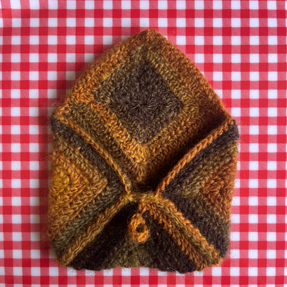 crochet pouch: ombre brown granny square