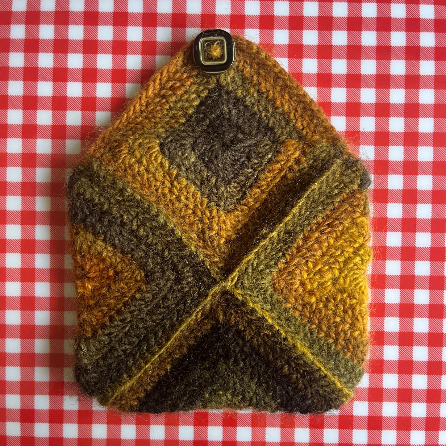 crochet pouch: ombre brown granny square