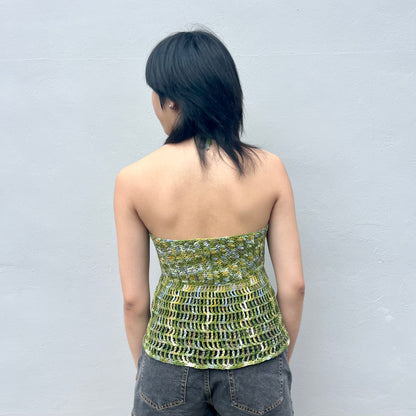 mixed green crochet tube top