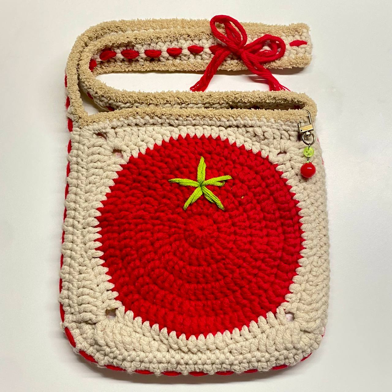 Handmade Crochet Bag Beige Tomato Bag
