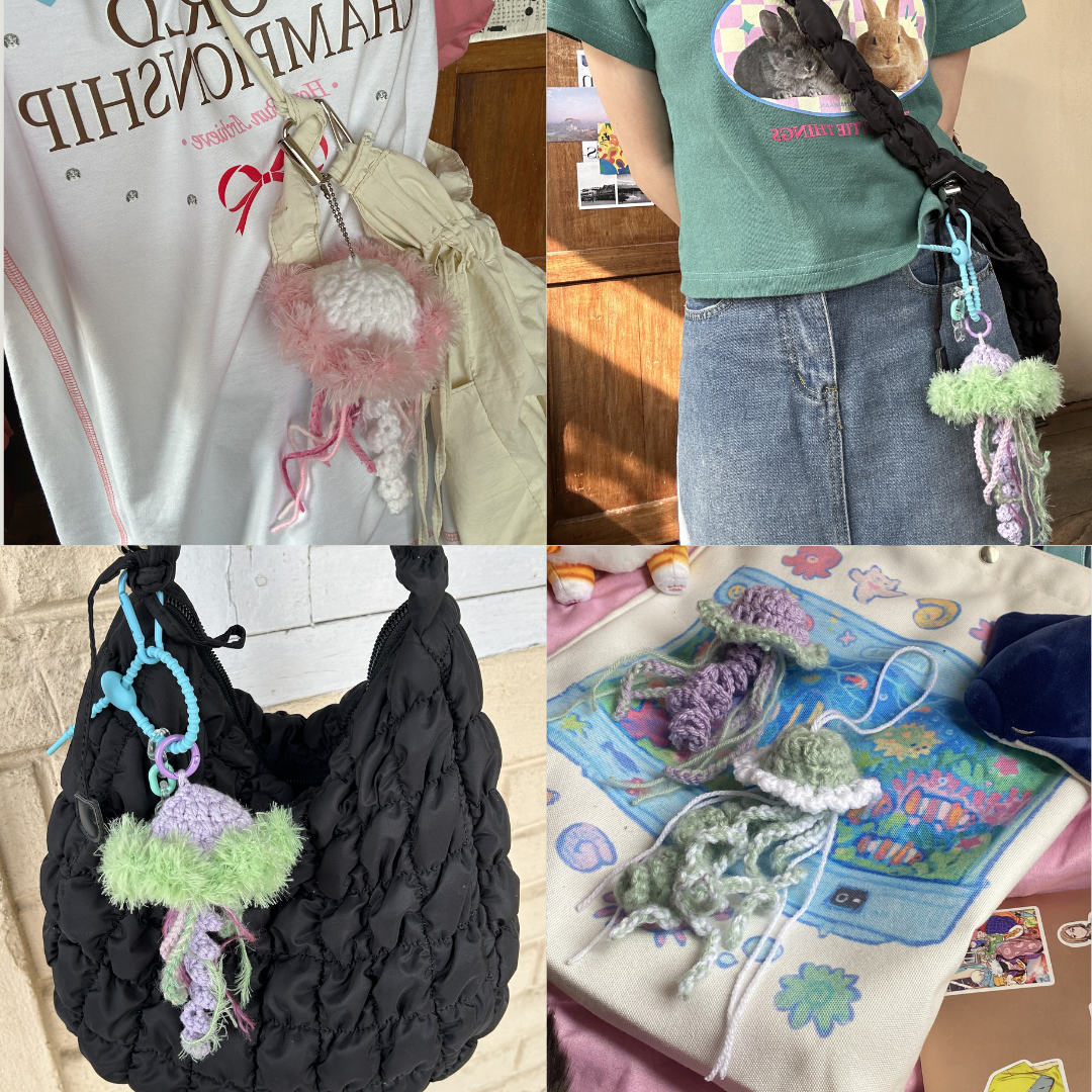 serene ocean bag & funky jellyfish bundle ଘ(੭ˊ꒳ˋ)੭✧ | 2-in-1 crochet pattern pdf