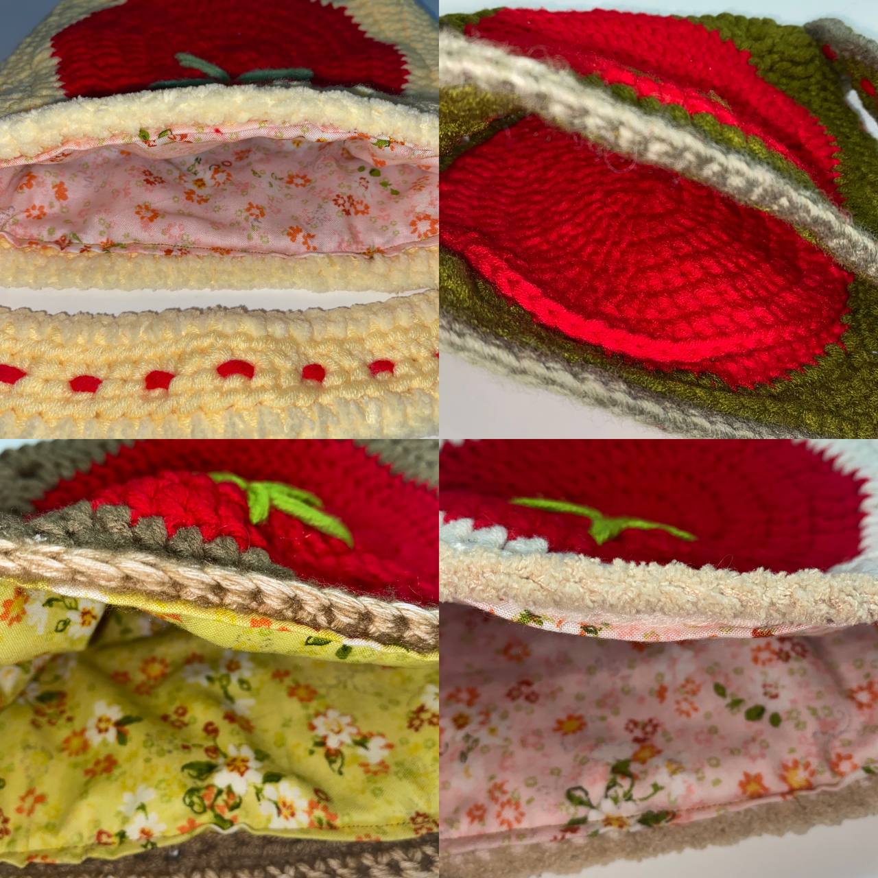 Handmade Crochet Bag Tomato Bag inside the bag