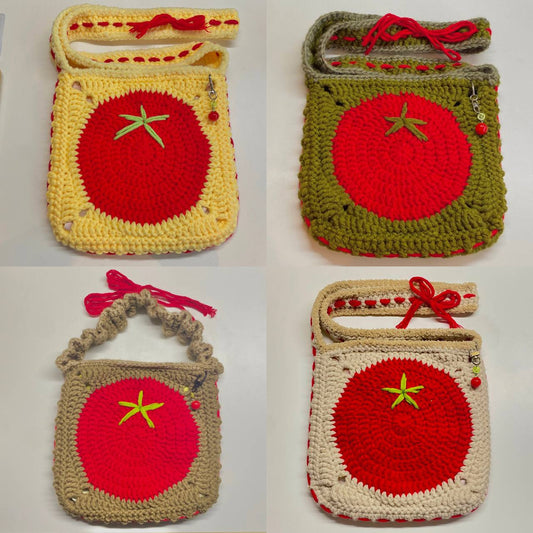 Handmade Crochet Bag Tomato Bag