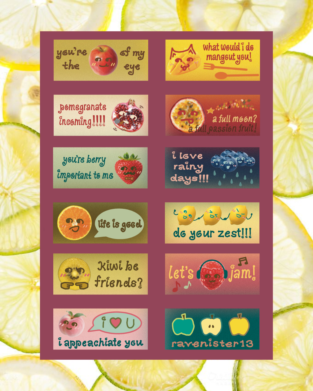 fruit puns - A6 sticker sheet