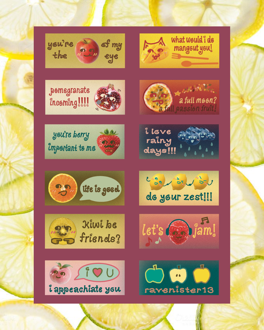 fruit puns - A6 sticker sheet