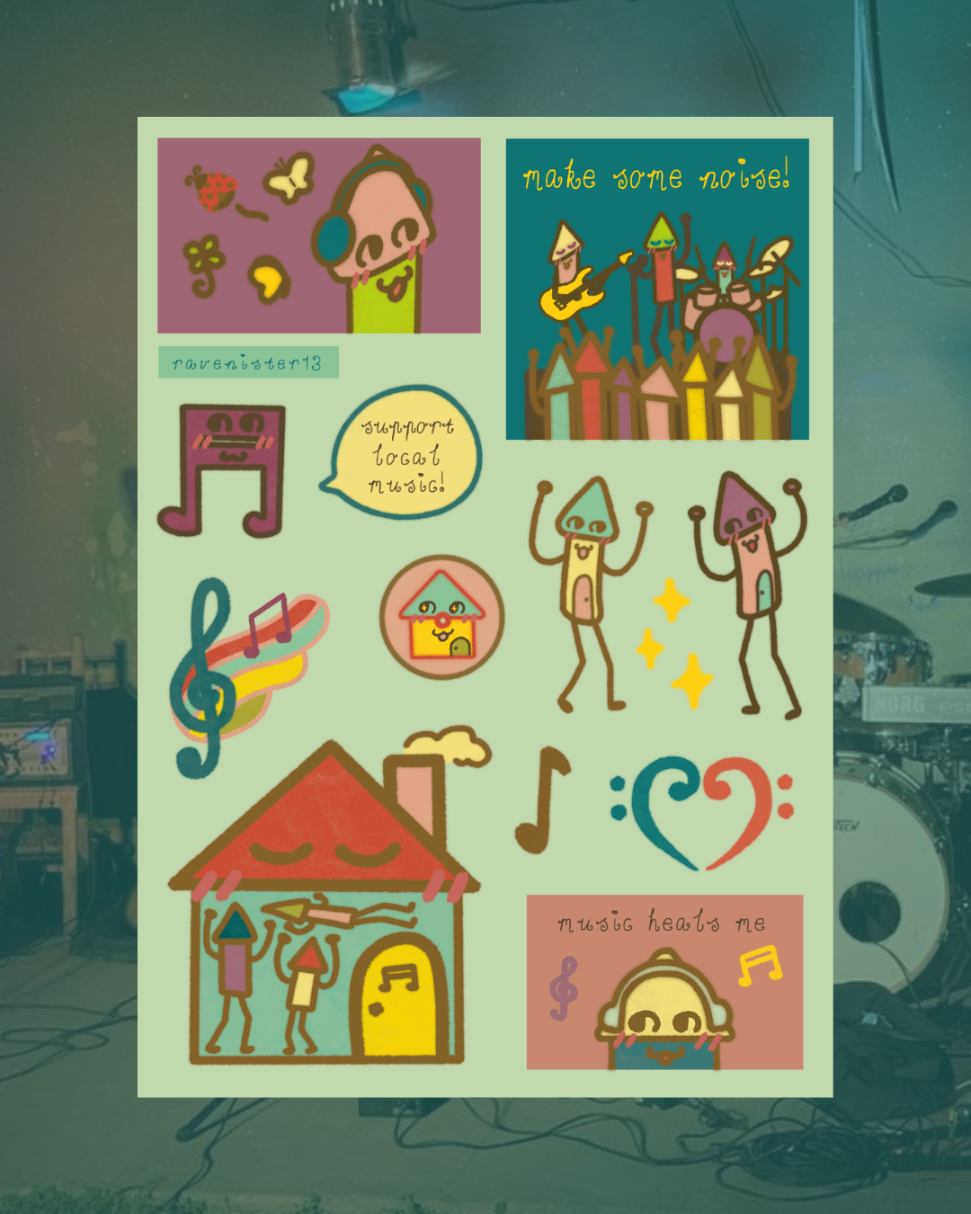 i love music - a6 sticker sheet