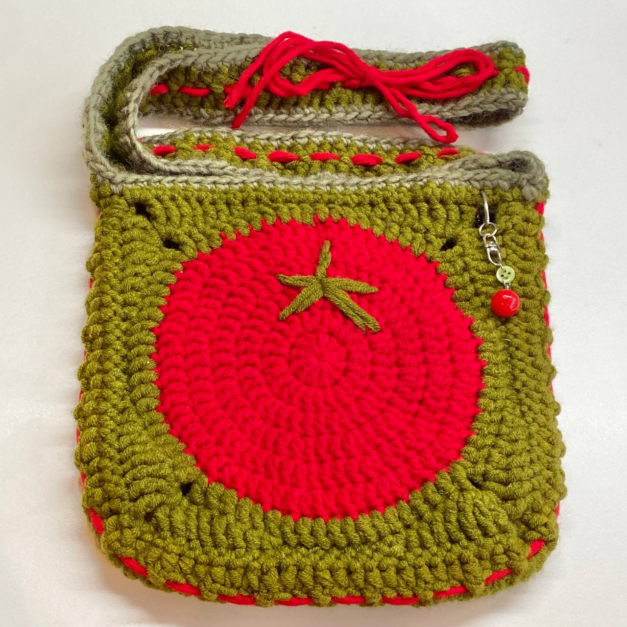 Handmade Crochet Bag Olive Green Tomato Bag with Inner Pockets
