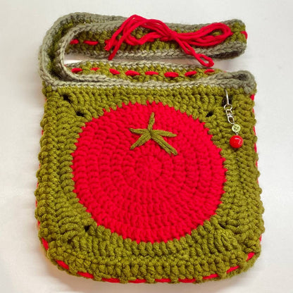 Handmade Crochet Bag Olive Green Tomato Bag with Inner Pockets