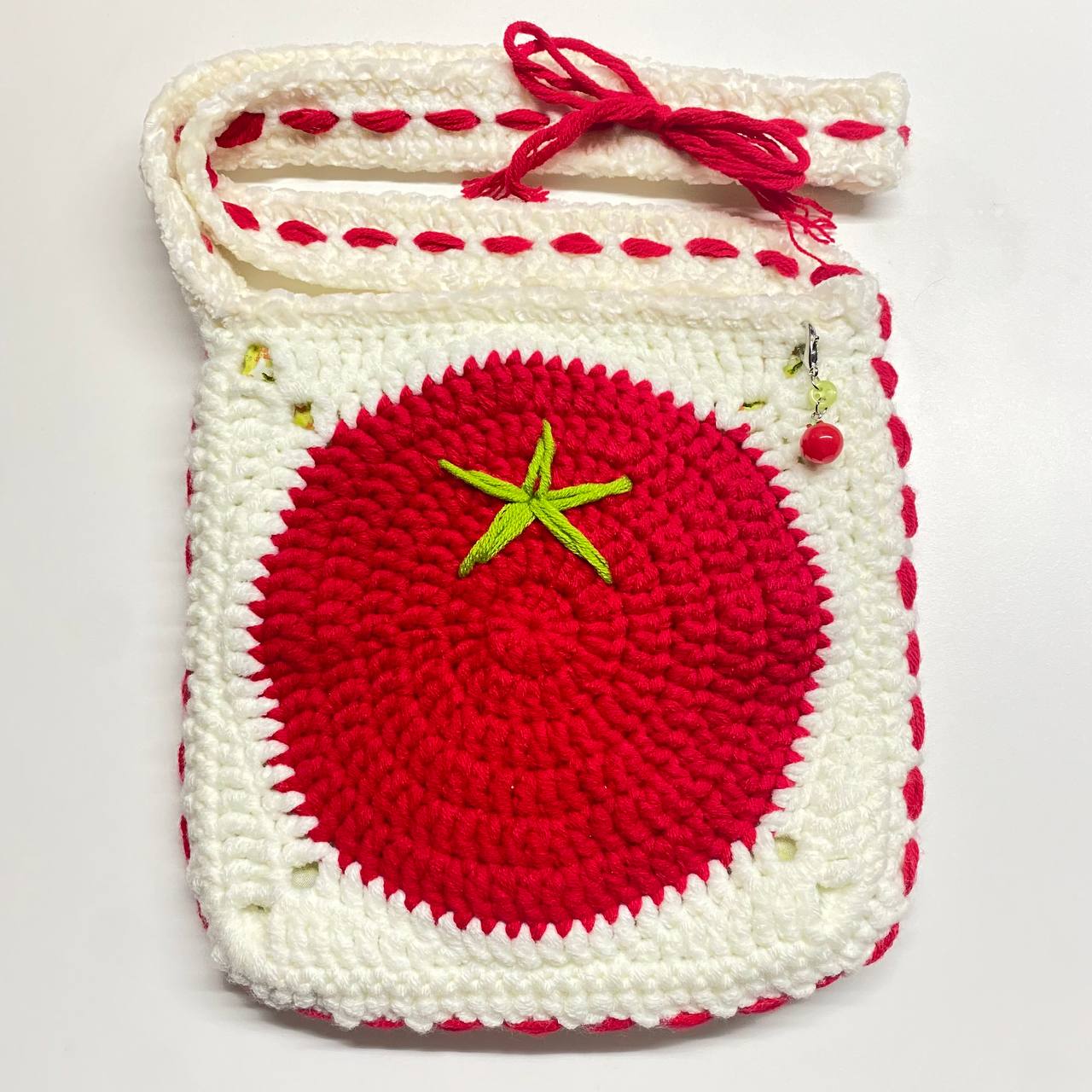 Handmade Crochet Bag White Tomato Bag