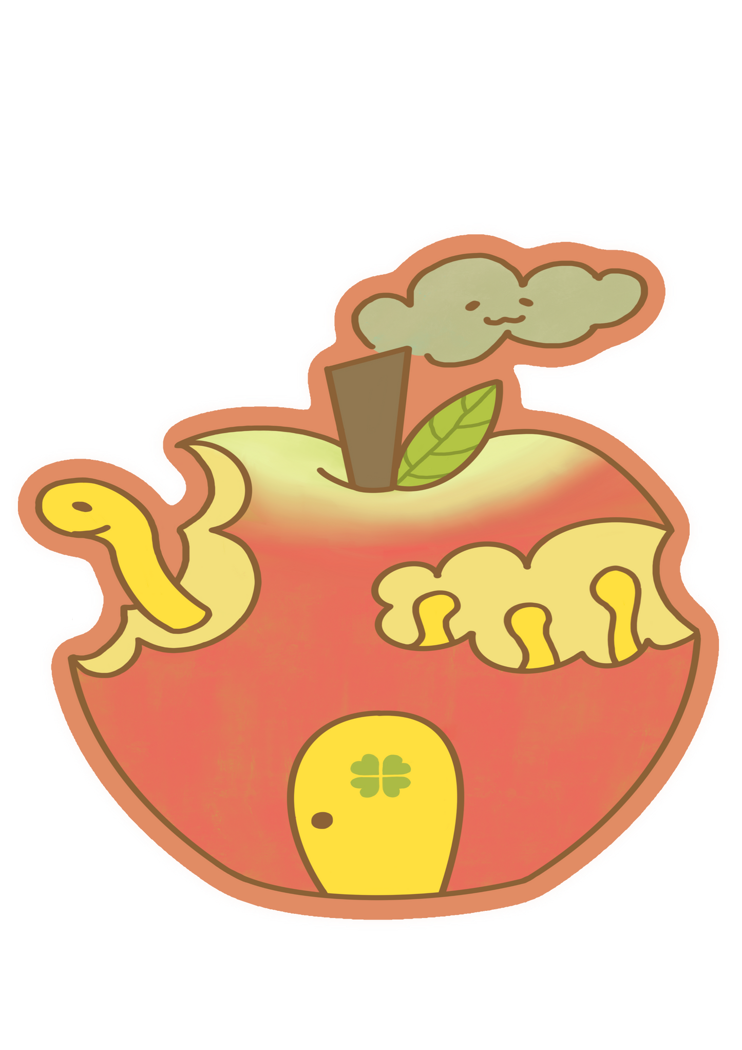 stickers: worm in apple house